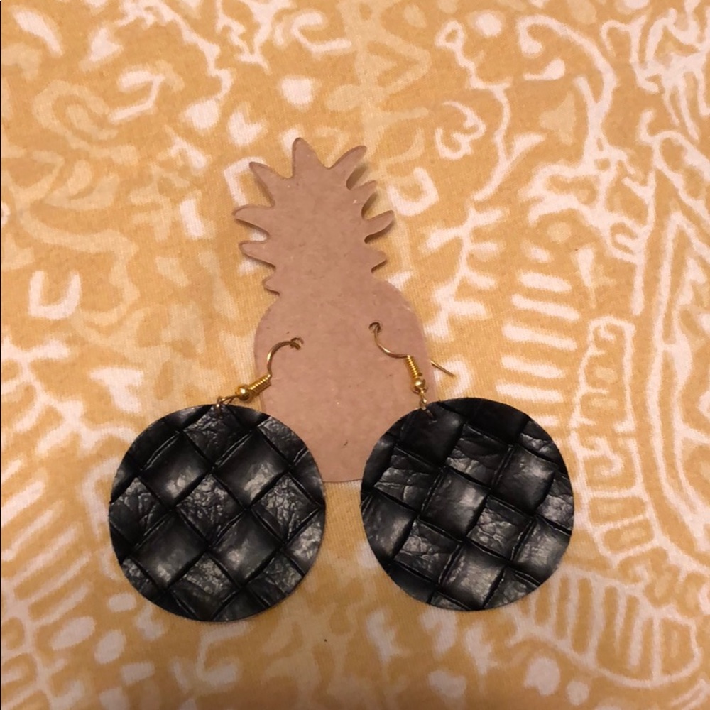 Black leather earrings
